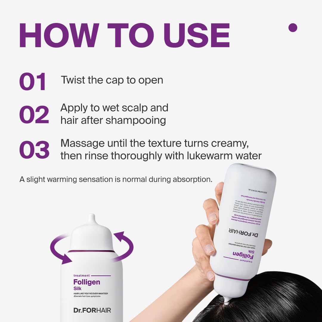 Dr.FORHAIR Folligen Silk Treatment 300 ml/10.14 fl. oz. | Damaged Scalp And Hair Care | Gentle, Nourishing & Strengthening