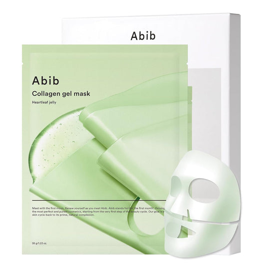Abib Collagen Gel Mask Heartleaf Jelly 4 Sheets (Soothing) I Korean Vegan Collagen, Cooling Calming Hyaluronic Acid Hydrogel Face Mask Skin Care