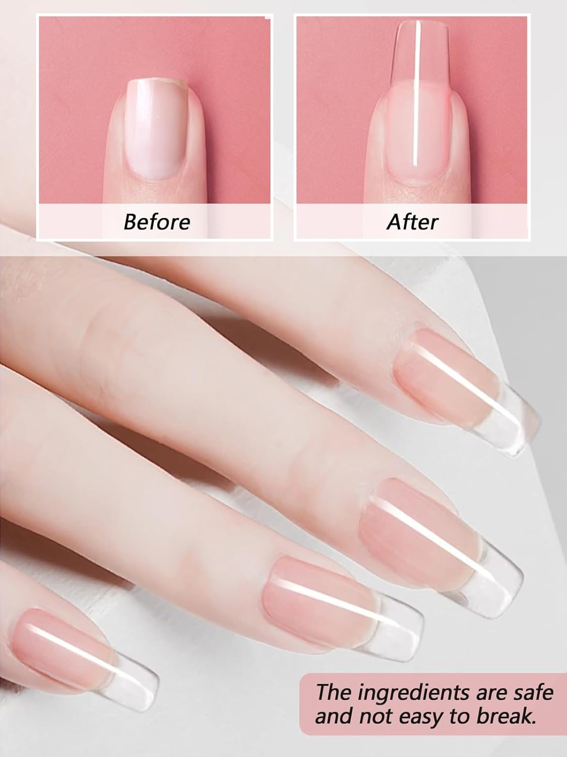 EBANKU Clear Acrylic Powder, 120g/4.23oz - Professional Nail Powder for Extension, Carving, Long-Lasting, No Lamp Needed