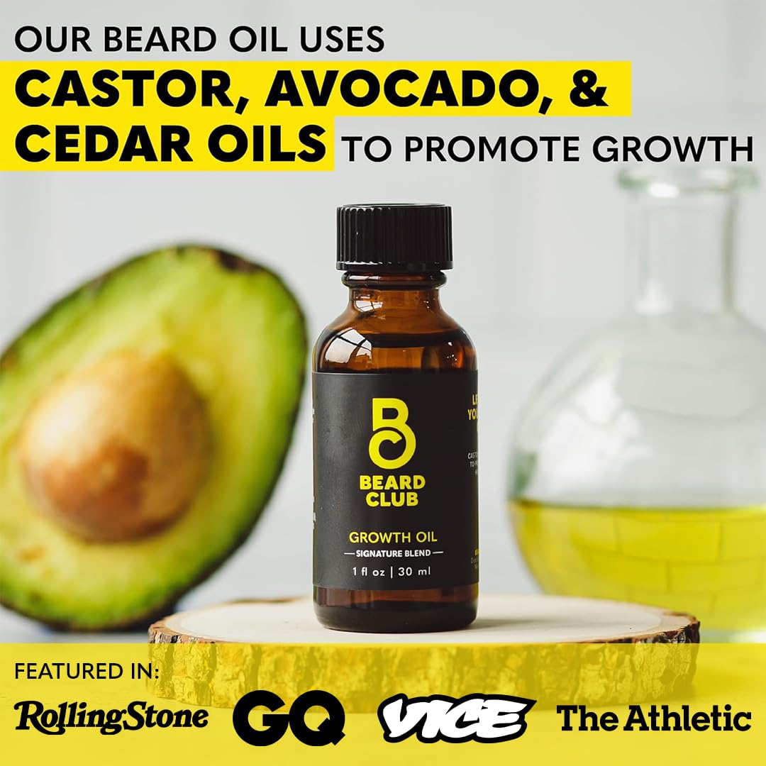 Beard Club Premium Beard Growth Kit - Growth Oil, Vitamins, Vitamin Spray & Boar Bristle Brush - Gift Set