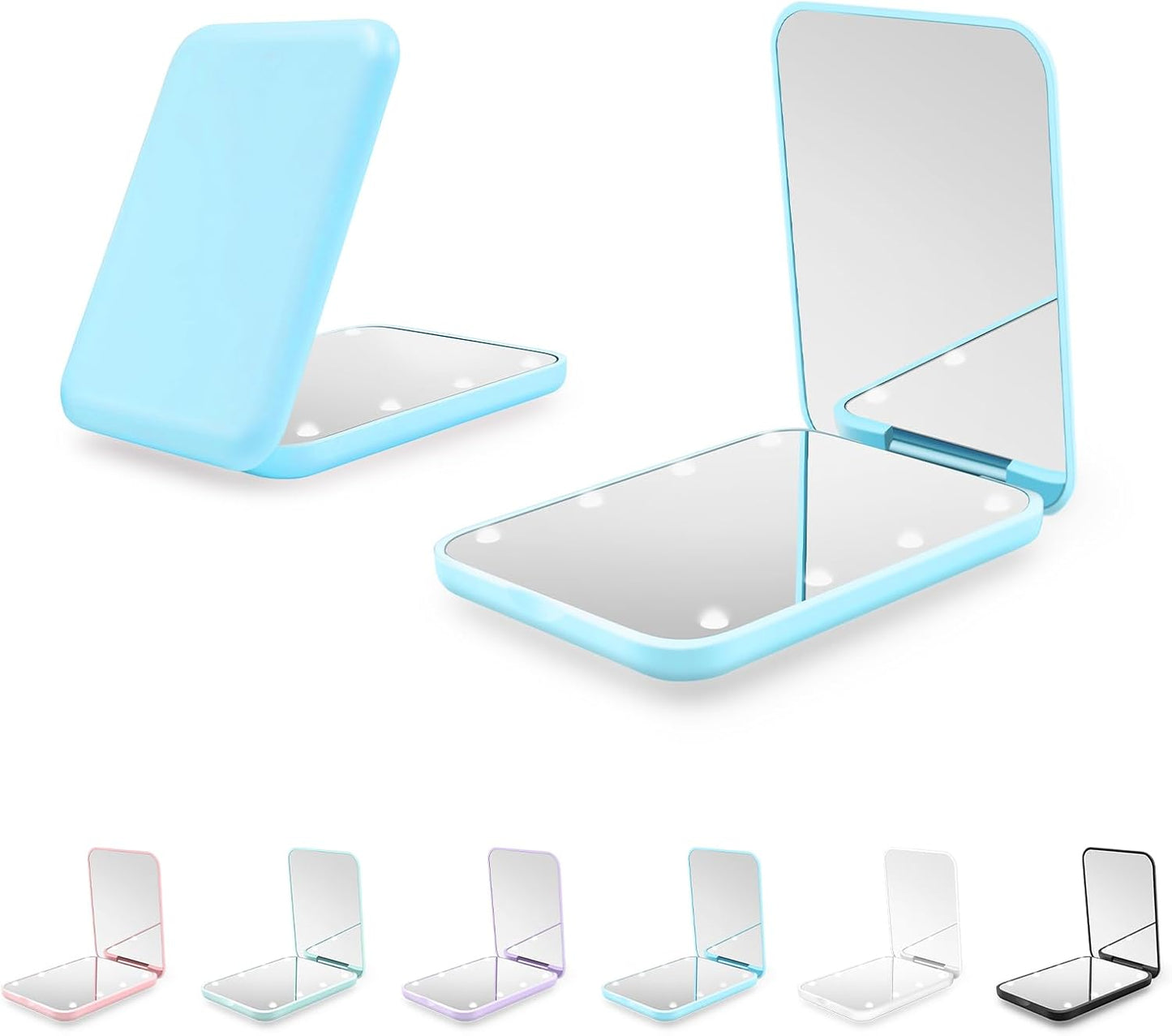 Compact Mirror, 1X/3X Magnification LED Pocket Mirror with Nternal BIattery, Mini Mirror for Purse, Pocket,Travel and Present (Blue)