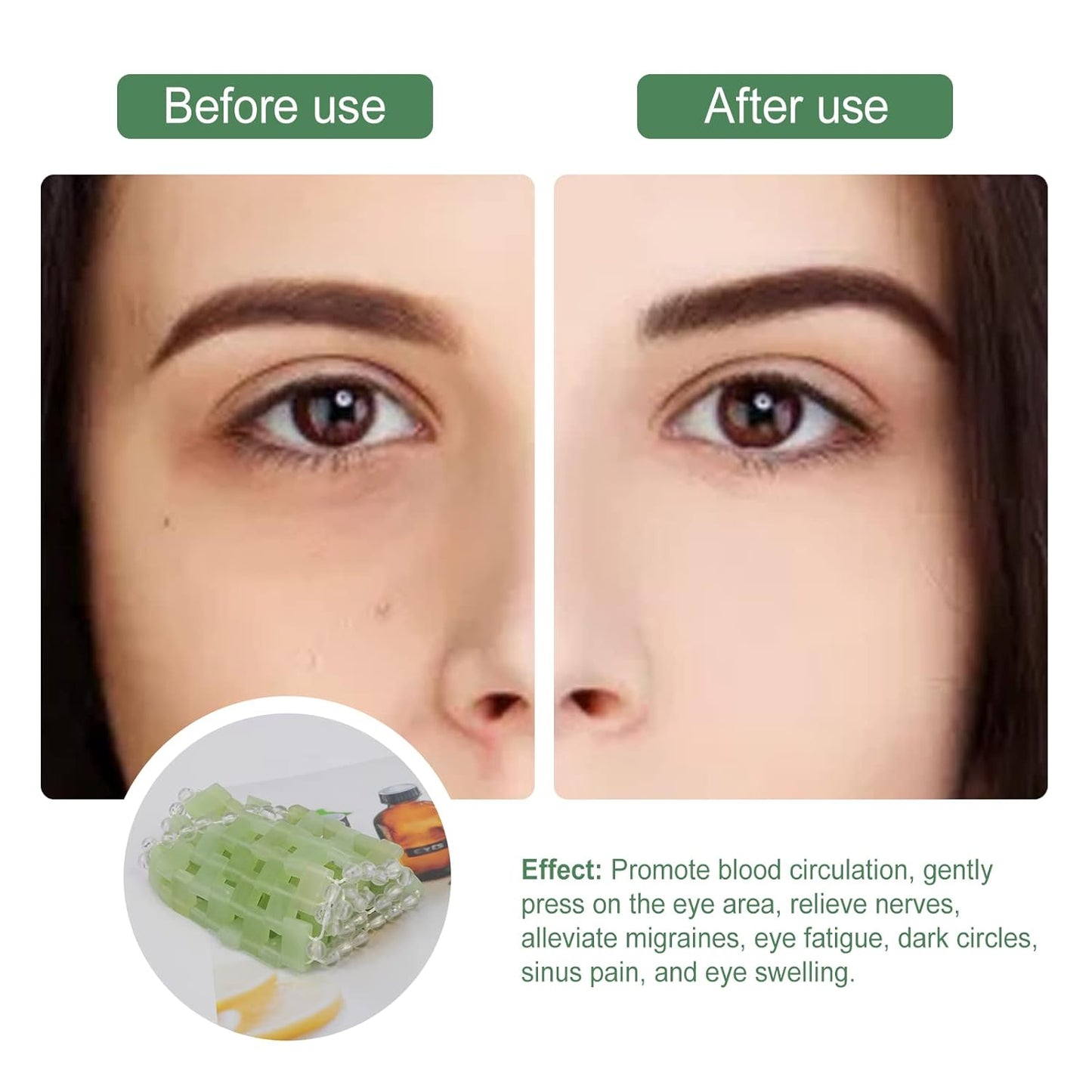 Jade Eye Mask, Facial Cooling Mask with 100% Real Jade for Hot & Cold Therapy to Reduce Wrinkles, Puffiness, Migraines, and Anti-Aging