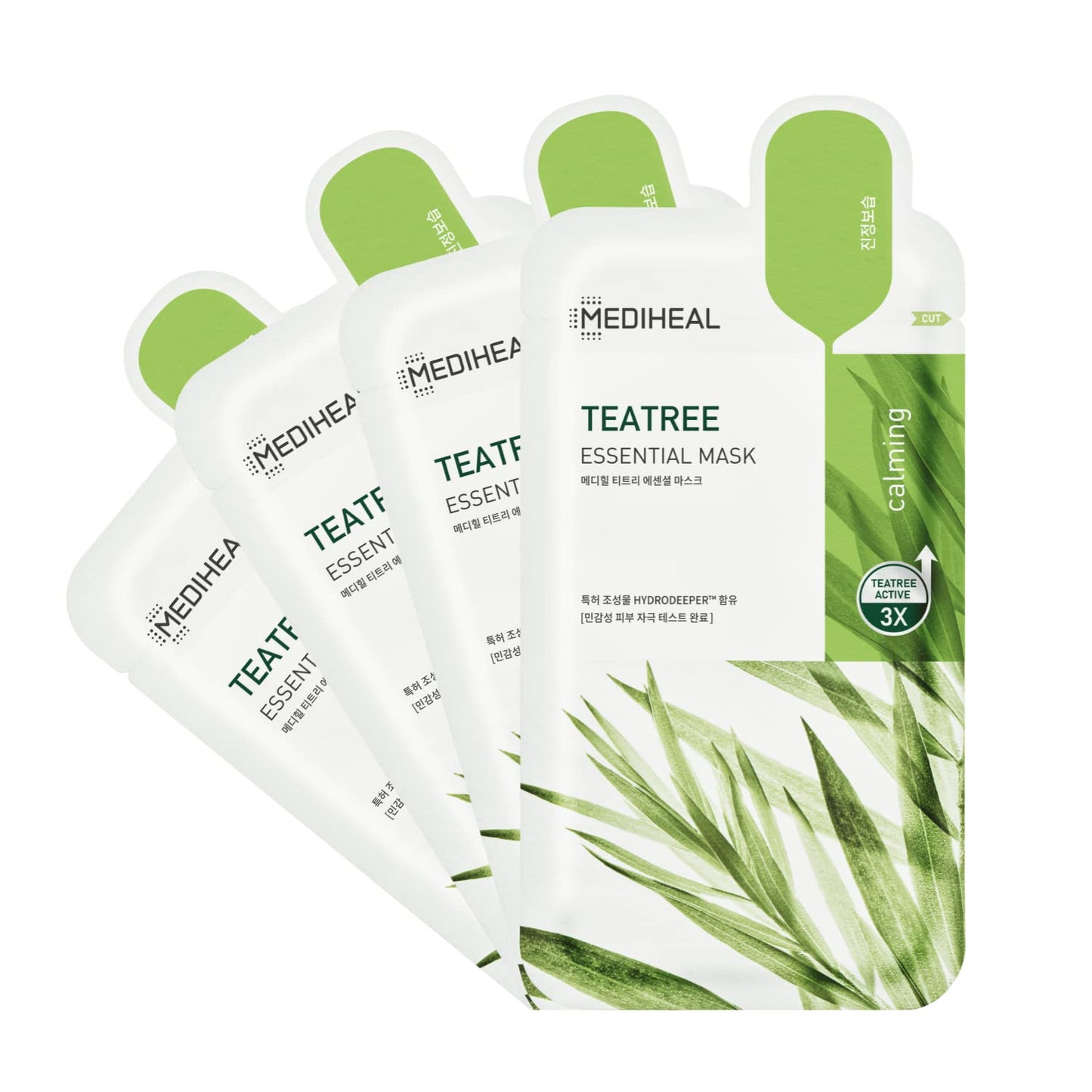 Mediheal Official Best Korean Sheet Mask - Tea Tree Essential Face Mask 4 Sheets Skin Soothing Treat Blemishes Sebum Control For All Skin Types