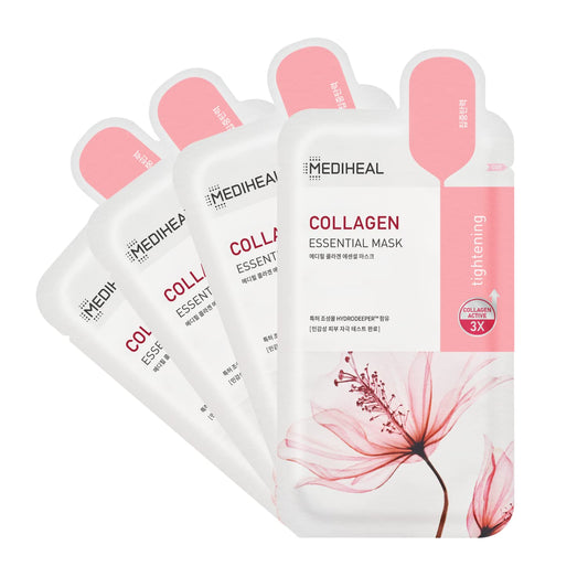 Mediheal Official Best Korean Sheet Mask - Collagen Essential Face Mask 4 Sheets Lifting and Firming For All Skin Types Value Sets