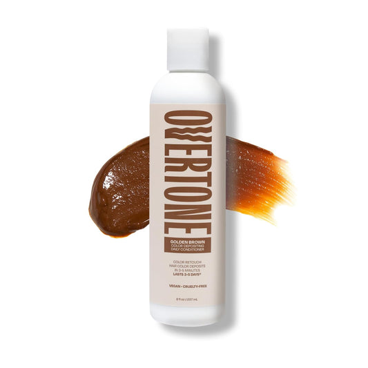 Overtone Daily Color Depositing Conditioner For All Hair Types: 8 oz Temporary Coloring Conditioner with Shea Butter & Coconut Oil - Refresh Color & Prevent Fading - Vegan & Cruelty-Free, Golden Brown