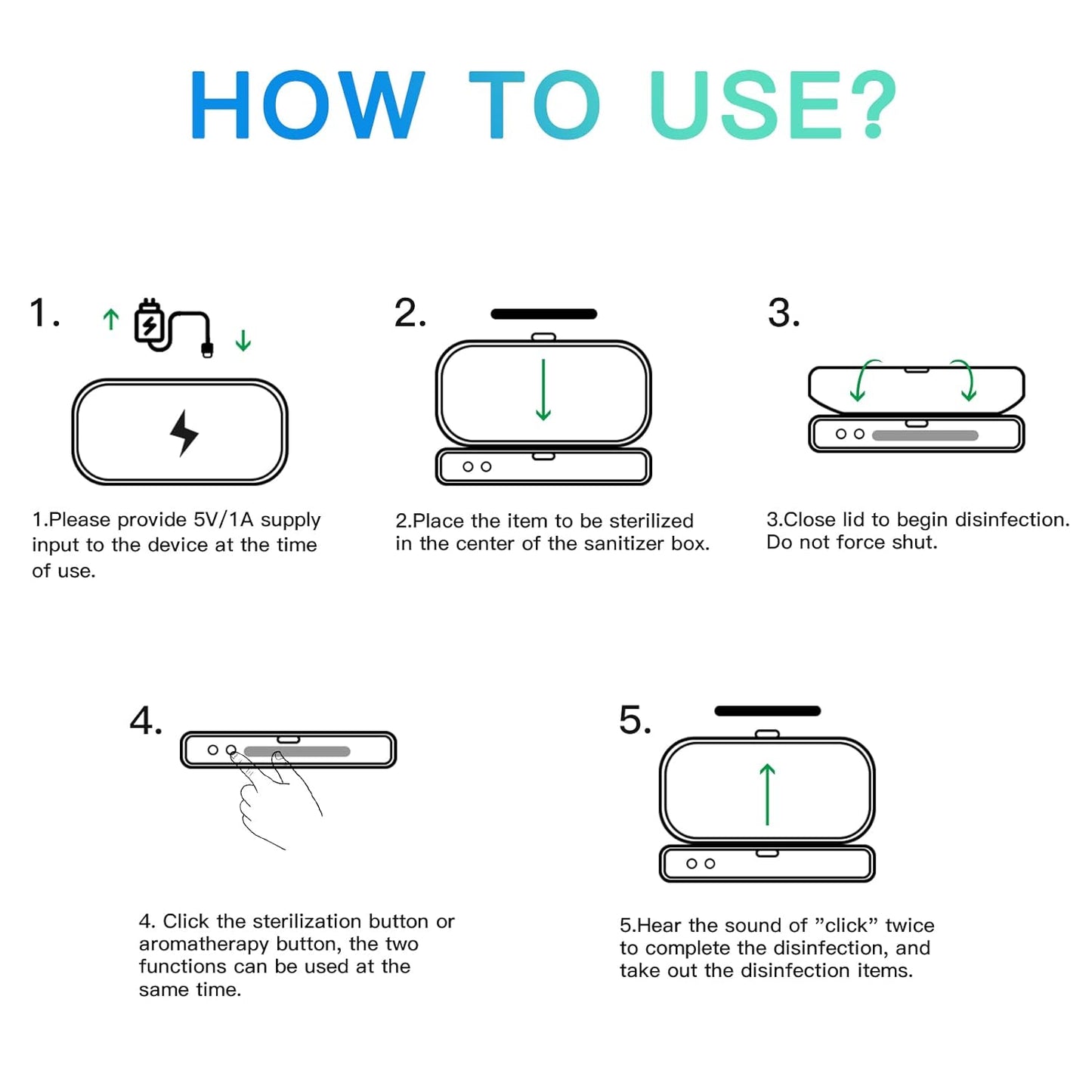 UV Light Box UVC for Phone Ultraviolet for Toothbrush Jewelry Glasses Nail Tools Keys Aroma Case