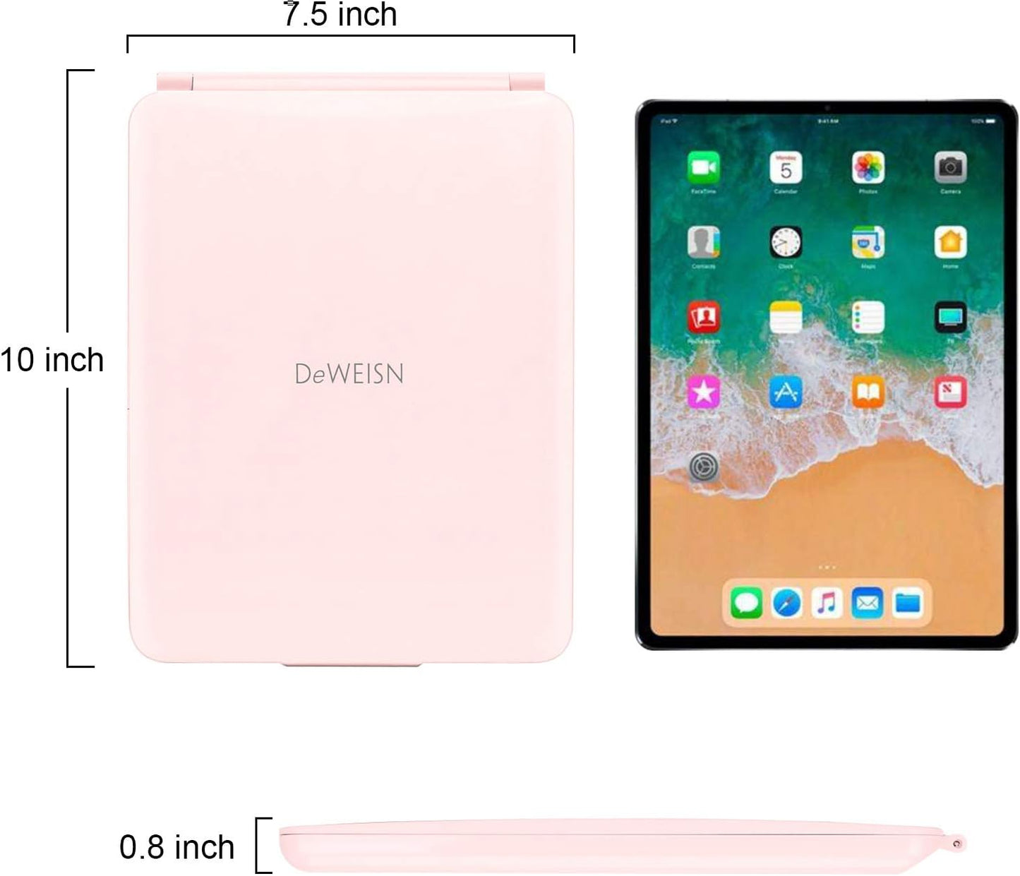 deweisn Folding Travel Mirror Lighted Makeup Mirror with 72 LEDs 3 Colors Light Modes, USB Rechargable, Portable, Ultra Thin, CompactVanity Mirror with Touch Screen Dimming for Cosmetic (Pink)