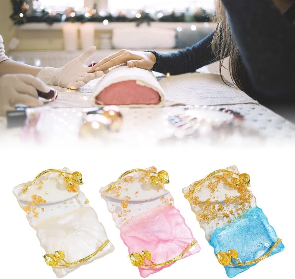 Resin Nail Art Palette, Nail Art Painting Palettes with Nail Palette Stirring Rod Gold Edge Nail Holder Nail Art Display Board Fashion Delicate Nail Tool Accessories, Type 2