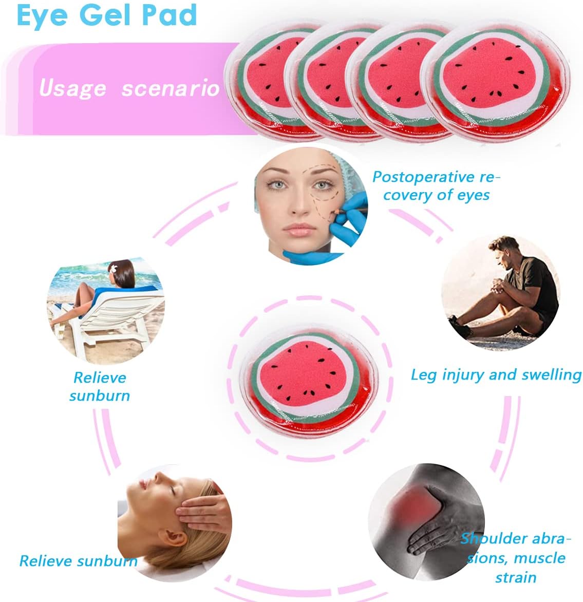 Reusable Eye Gel Pad, Eye Cream Ice Bag, Gel Eye Mask, Alleviate Eye Fatigue, Cool Eye Mask, Hot Compress and Cold Compress, Used for Eye Strain, Smooth Fine Lines and Eye Recovery Surgery (4 pcs)