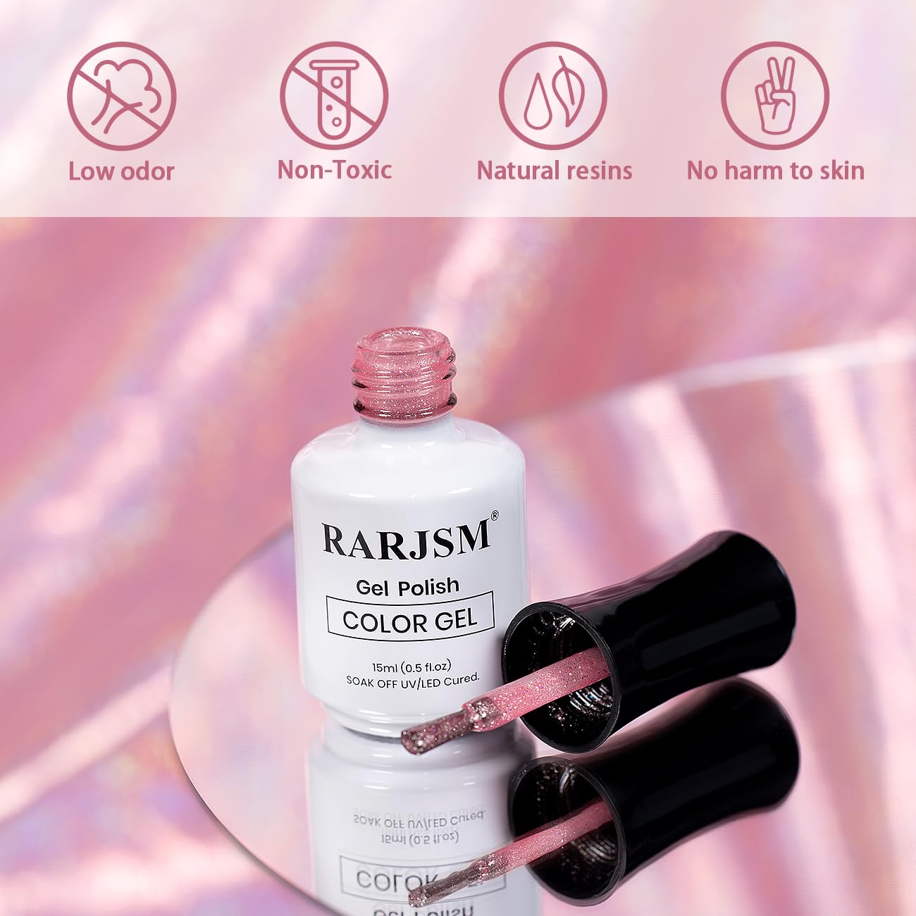 RARJSM Cat Eye Gel Nail Polish Nude Pink Rainbow Iridescent Glitter Natural Skin Tone Color 15ml Sparkle Shimmer Velvet Cateye Gel Polish with Magnetic Stick UV LED Curing Require Home Salon Manicure