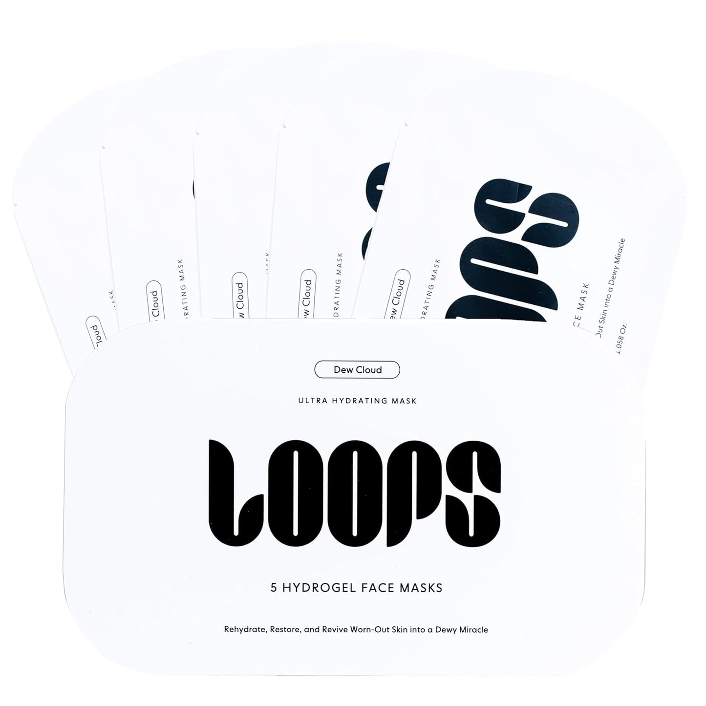LOOPS Dew Cloud Ultra Hydrating Hydrogel Korean Face Mask for Every Skin Type - Five Ultra Hydrating Collagen Masks to Deeply Moisturize and Restore Your Skin - 5 pc