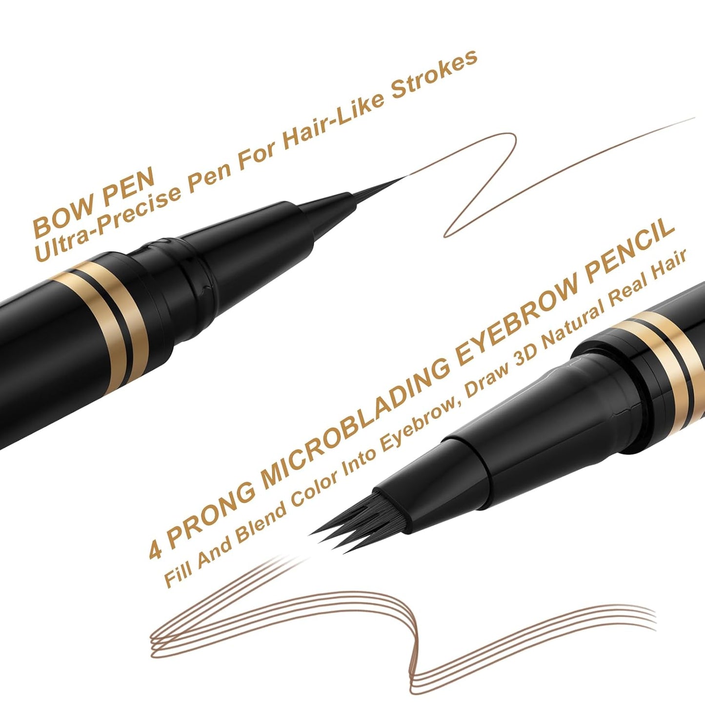 Eyebrow Pen,2-in-1 Waterproof Eyebrow Pencil with 4 Tip Microblading Brow Pen and Ultra-Precise Brow Pencil,with Dual-ended Eyebrow Brush,Eyebrow Makeup for Natural Looking - Soft Brown