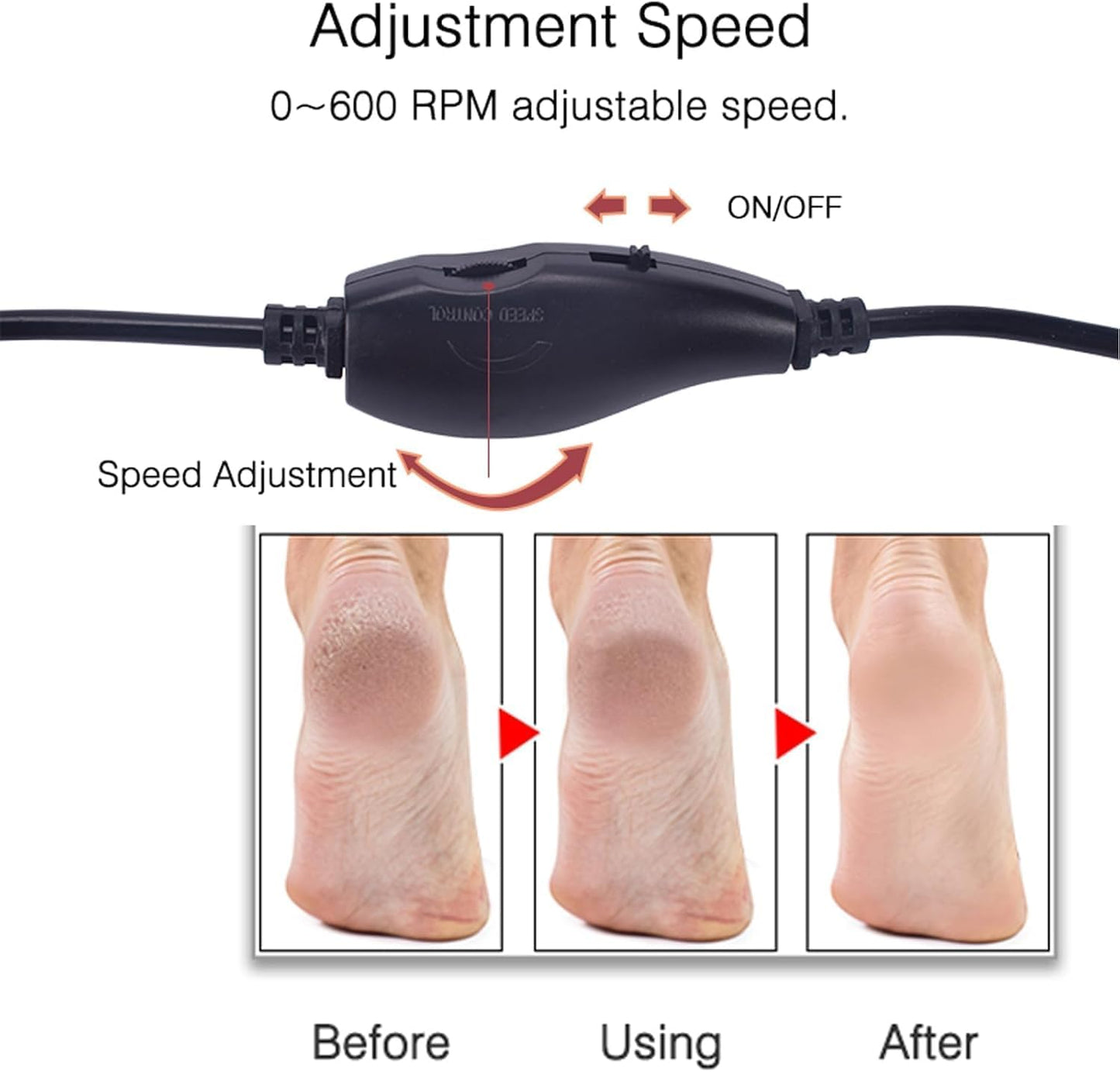 Electronic Foot File Grinder (Speed Adjustable) with 60pcs Replacement Sandpaper Disk，Electric Foot Scrubber Dead Skin Remover，for Feet Hard Cracked Dry Dead Skin Exfoliation，Unisex（Rose Pink）