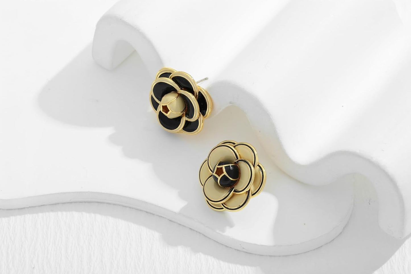 CLASSYZINT Gold/White/Red/Black Flower Stud Earrings For Women