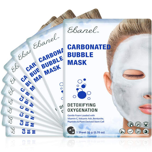 Ebanel 10 Pack Carbonated Bubble Clay Mask, Deep Cleansing Face Mask, Volcanic Ash and Bentonite Clay Masks with Collagen Peptides, Vitamin C, Hyaluronic Acid, Niacinamide