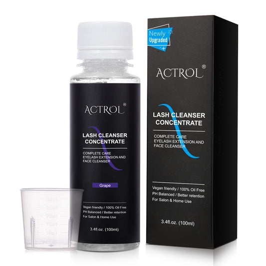 Eyelash Cleanser Concentrate 100ml Professional Lash Shampoo Foaming Cleanser Lash Wash Concentrate for Extensions Lashes with Salon Home Care-Makes 40 Bottles Grape