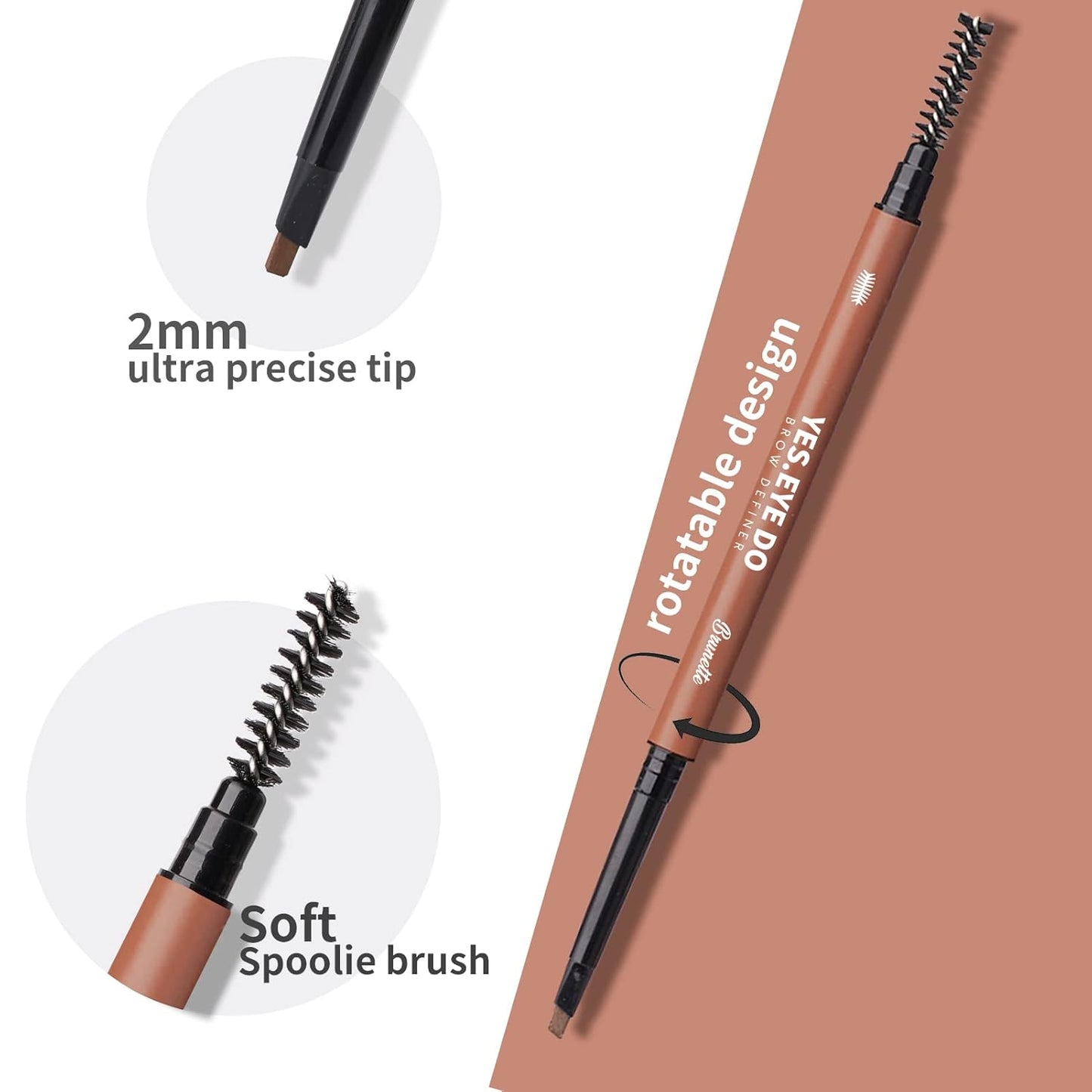 Black Eyebrow Pencil, Waterproof Longlasting Brow Pen, Mechanical Dual-ended Micro Eye Brow Makeup Pen with Brush for Brows Filling & Sculpting, Black YES.EYE DO