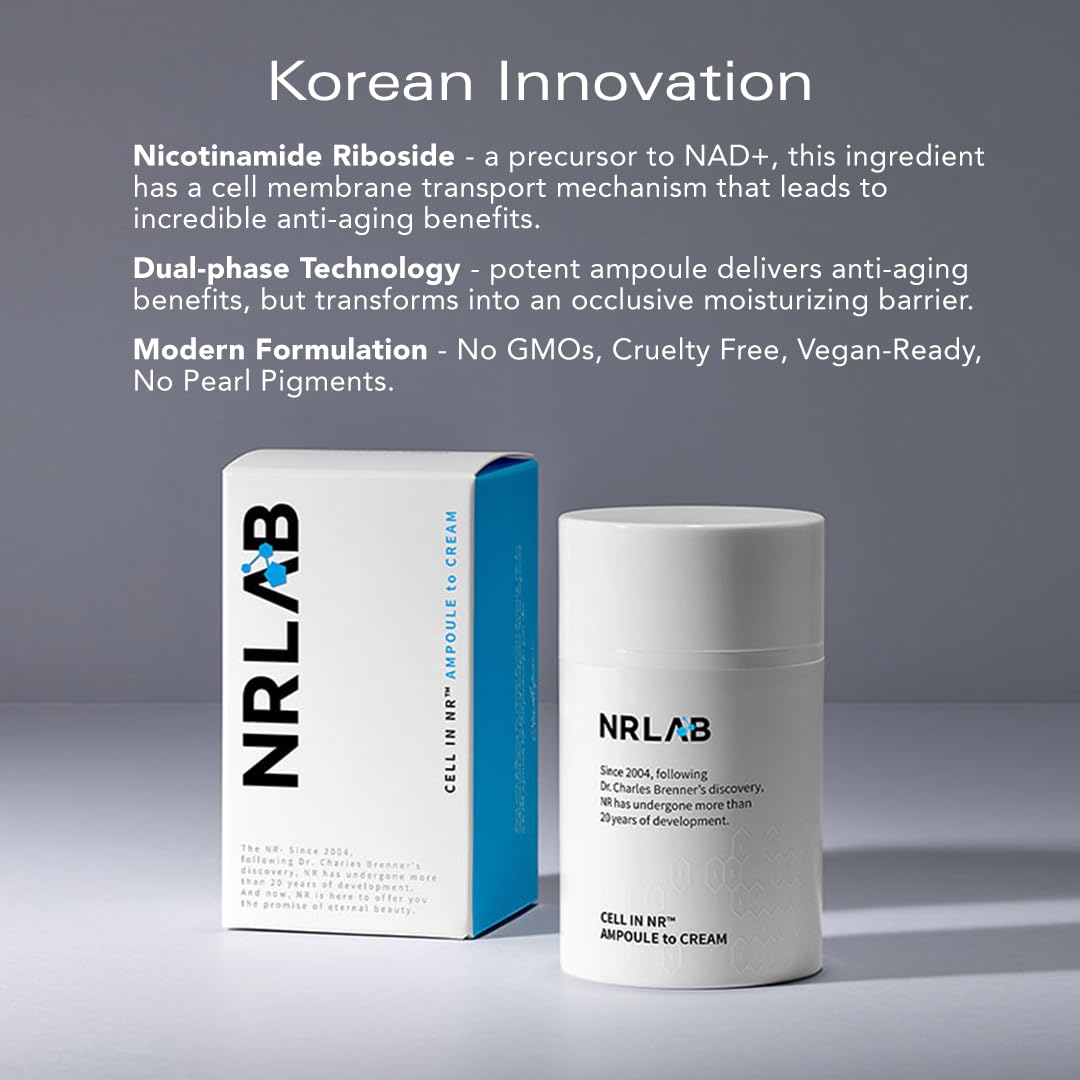 Anti-Aging Korean Serum with NR for Glass Skin– Hydrating, Anti-Aging, Firming & Brightening– Clinically Tested - K-Beauty Innovation - Korean Moisturizer – Ampoule-to-Cream Formula [1.52oz]