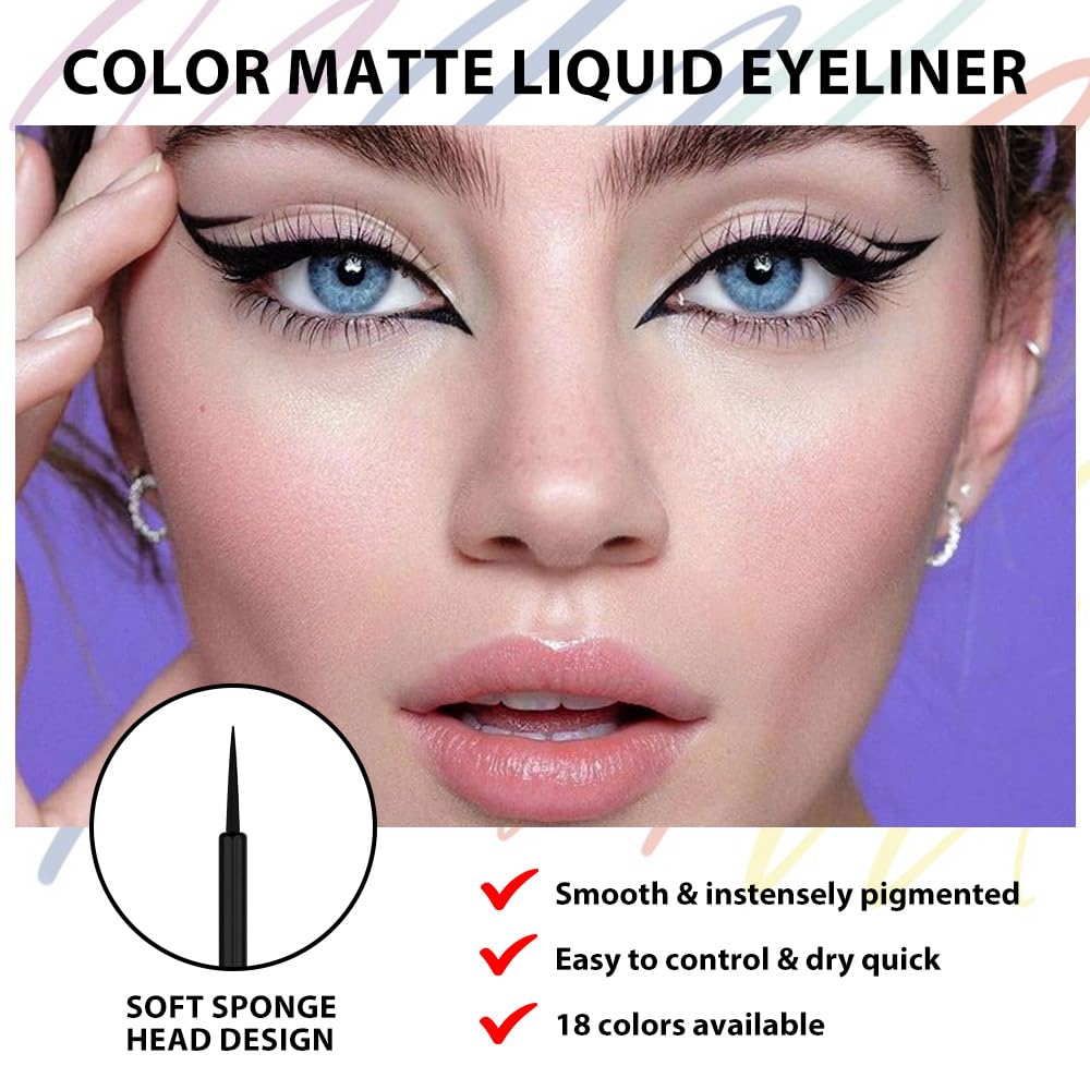 evpct 1Pcs Black Liquid Eyeliner Makeup Waterproof Black Eye Liners for Women, Eyes Wing Eyeliner Stamps Shapes Colored Eyeliner delineador de ojos a prueba de agua contra el agua blanco para ojos