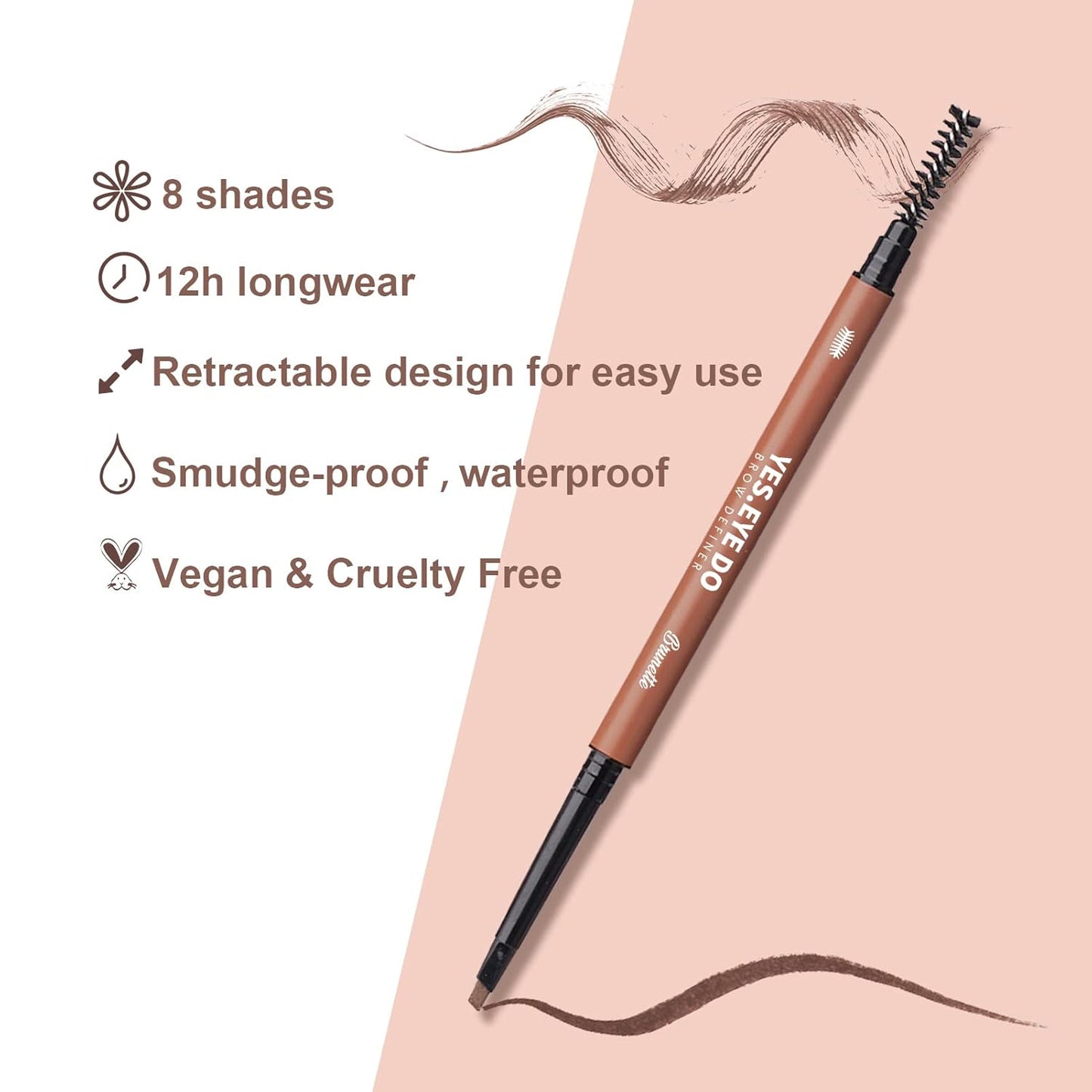 Auburn Eyebrow Pencil, Waterproof Red Eyebrow Pencil, Automatic Brow Pen with Spoolie for Red Hair, Ultra Precise Brow Pen for Defining Filling, Longlasting and Sweat-proof,Auburn YES.EYE DO