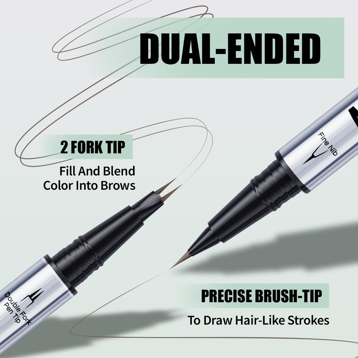 Eye Brow Pencils for Women Brown,2-in-1 Dual-Ended Eye Brow Pencil with 2-Fork-Tip and Precise Brush-Tip, Microblading Eyebrow Pen for Waterproof Long Lasting Natural Hair-Like Brows(Light Brown)