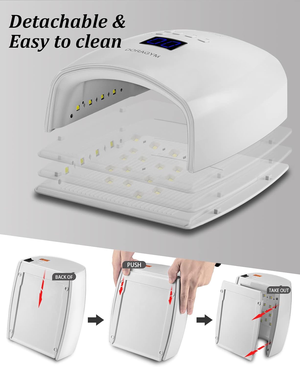 Rechargeable UV LED Nail Lamp, 66W Cordless UV Light for Gel Nails, Professional Gel Nail Light, Nail Dryer Nail Art Manicure Tools for Home and Salon(White)