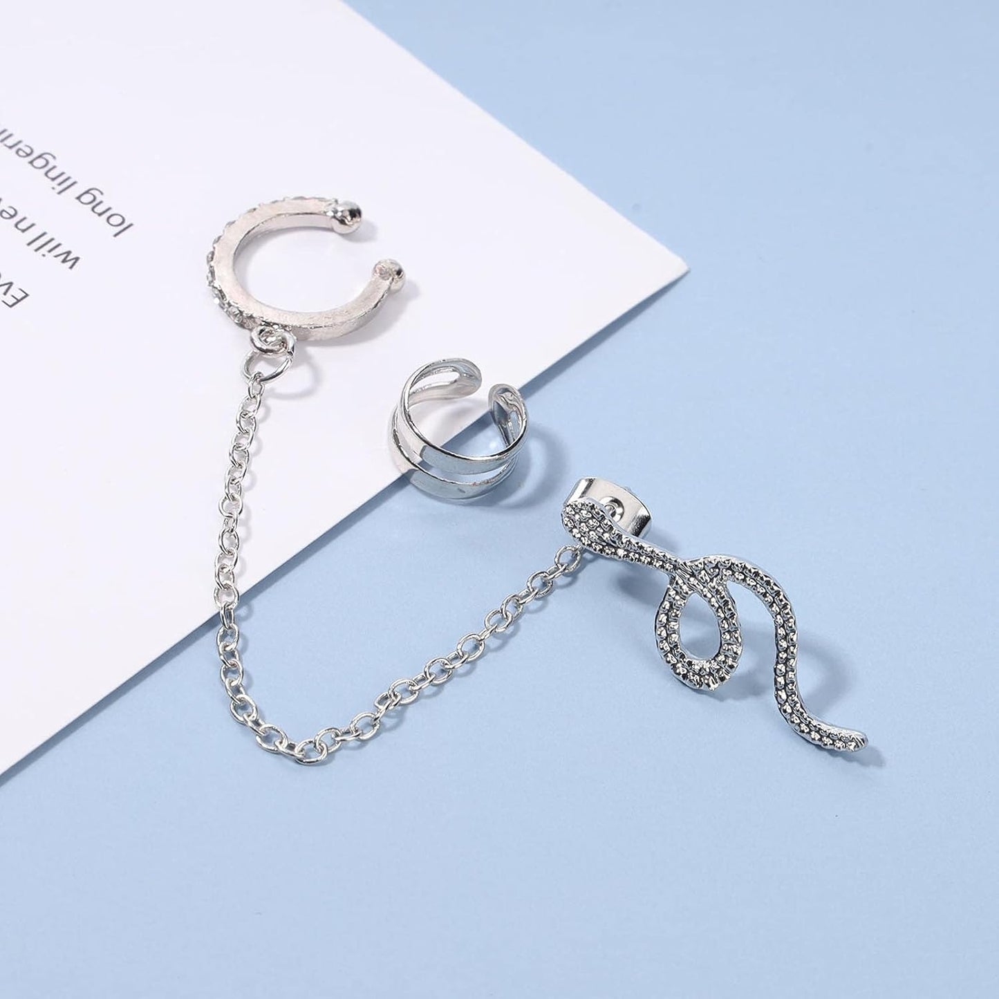 Punk Snake Cuff Chain Earrings Gold Serpent Cartilage Earrings Snake Ear Wrap Earrings Gothic Snake Helix Chain Earrings Gold Long Chain Earrings Jewelry for Women and Girls