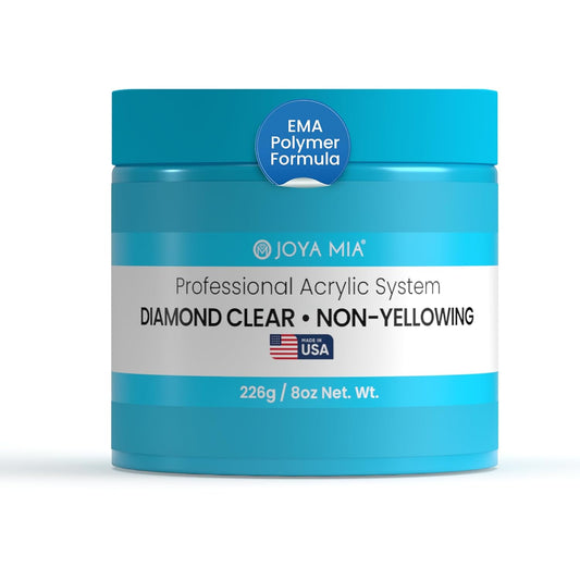 Joya Mia Acrylic Powder for Nails, MMA-Free, Super Adhesion Professional Powder for Flawless & Long-Lasting Nail Enhancements, Easy Application, Vibrant & Stunning Colors - Diamond Clear, 8 oz