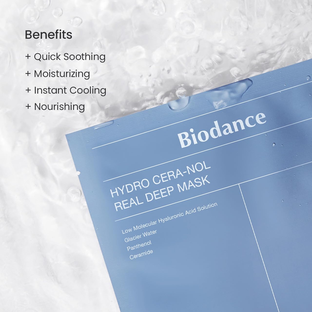 BIODANCE Hydro Cera-nol Real Deep Mask, Overnight Hydrogel Mask, Hydrating Facial Mask For Sensitive Skin, Redness Reducing & Quick Soothing Effect, Korean Skincare | 1.19oz(34g) x 4ea
