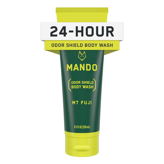 Mando Odor Shield Body Wash - 24 Hour Control - Removes Odor Better than Soap - SLS and Paraben Free, Skin Safe - 8.5 Ounce (Mt Fuji)