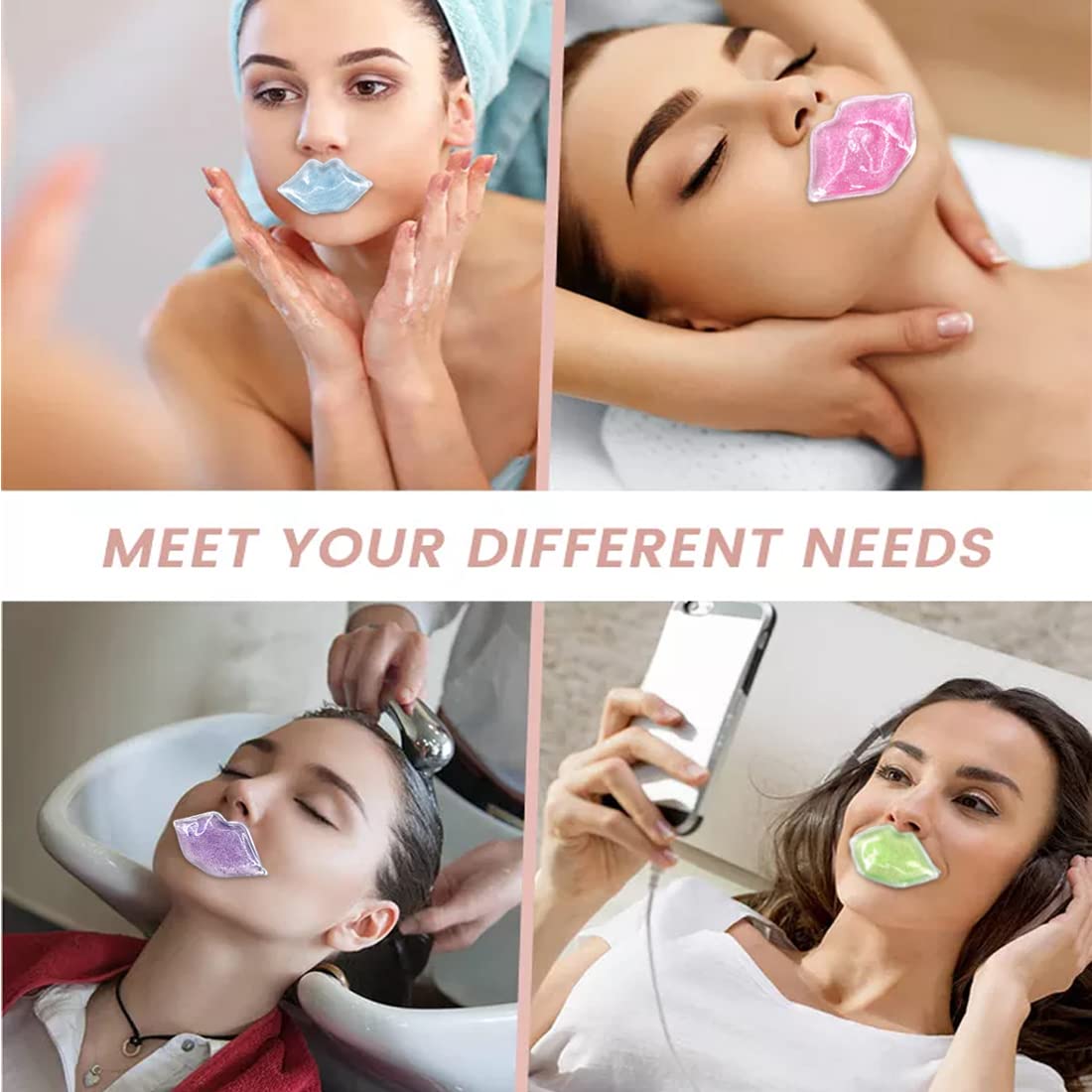 Lip and Eye Ice Pack for Injuries, Mini Small Gel Ice Pack, Hot and Cold Compress, Reduce Pain and Swelling, Dark Circles Fade, Eye Relax, Anti-Aging Lip Care Pad Gift for Girl Woman (Multicolored)