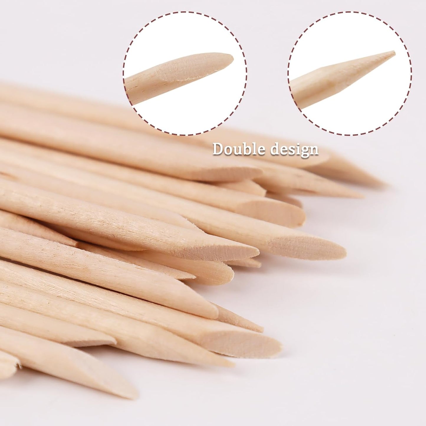 50 Pcs Orange Wood Sticks for Nails, 4.5" Cuticle Sticks, Double Sided Nail Tools for Manicure and Pedicure