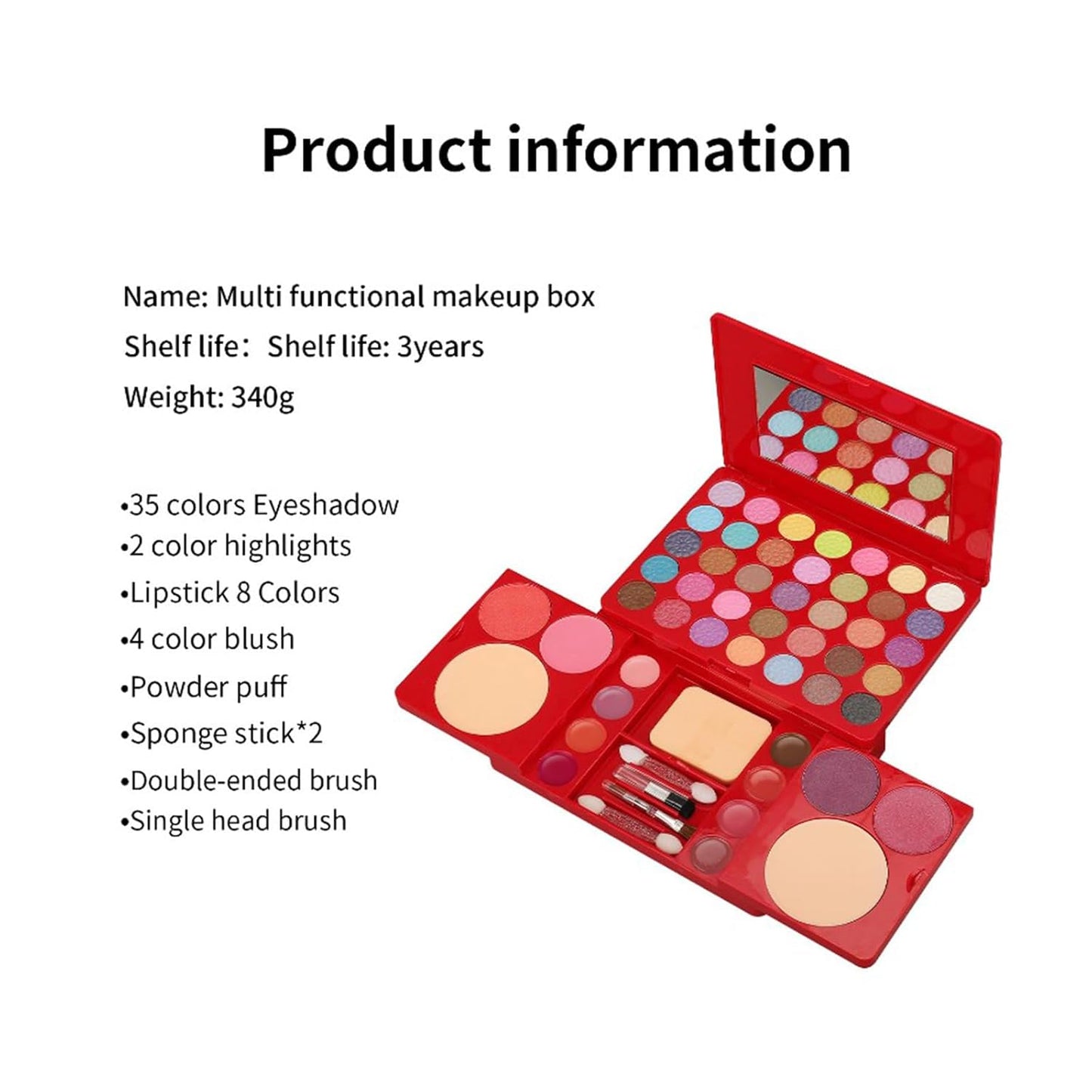All-in-One Makeup Gift Set Travel Makeup Kit Complete Starter Makeup Bundle Lipgloss Lipstick Concealer Blushes Powder Eyeshadow Palette Cosmetic Palette for Teen Girls & Adults #10