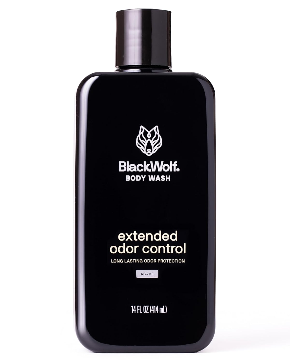 Black Wolf Deodorizing Body Wash for Men - Mens Long-Lasting Shower Gel Fights Body Odor - Hydrating & Moisturizing Body Cleanser Soap Removes Grime, Sweat & Buildup - Clean & Crisp Agave Scent