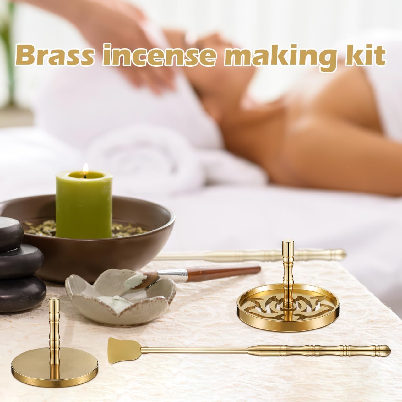 DOITOOL 5 Pcs Incense Making Kit Chinese Incense Burner Mold Premium Accessories for Aromatherapy Yoga Meditation Relaxation-Golden