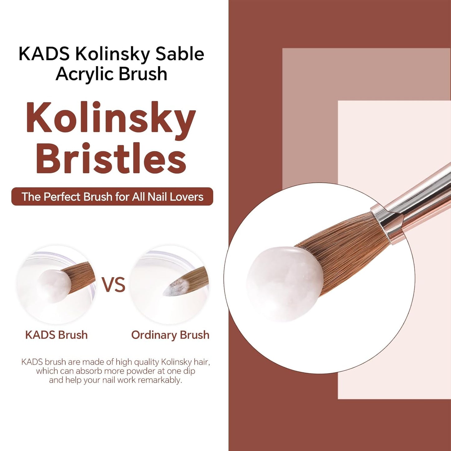 KADS Acrylic Nail Brush with Penholder Nail Brush for Acrylic Application-Oval Shaped Powder Nail Design Tools for Professional Manicure DIY Home Salon (10#)