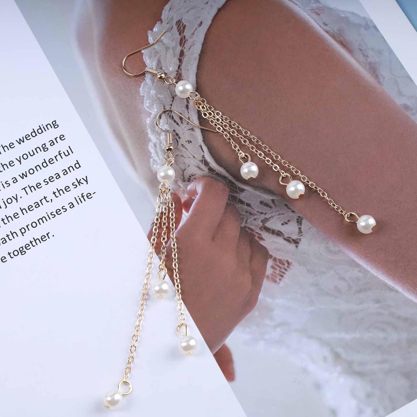 Vintage Pearl Dangle Earrings Gold Pearl Chain Drop Earrings Tiny Pearl Tassel Earrings Long Pearl Bridal Hook Earrings Jewelry for Women