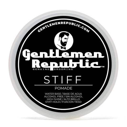 Gentlemen Republic 8oz Stiff Hair Pomade - Lightweight All-Day Hold with High Shine Finish, Alcohol-Free and Paraben-Free Formula, Suitable for Thick Hair