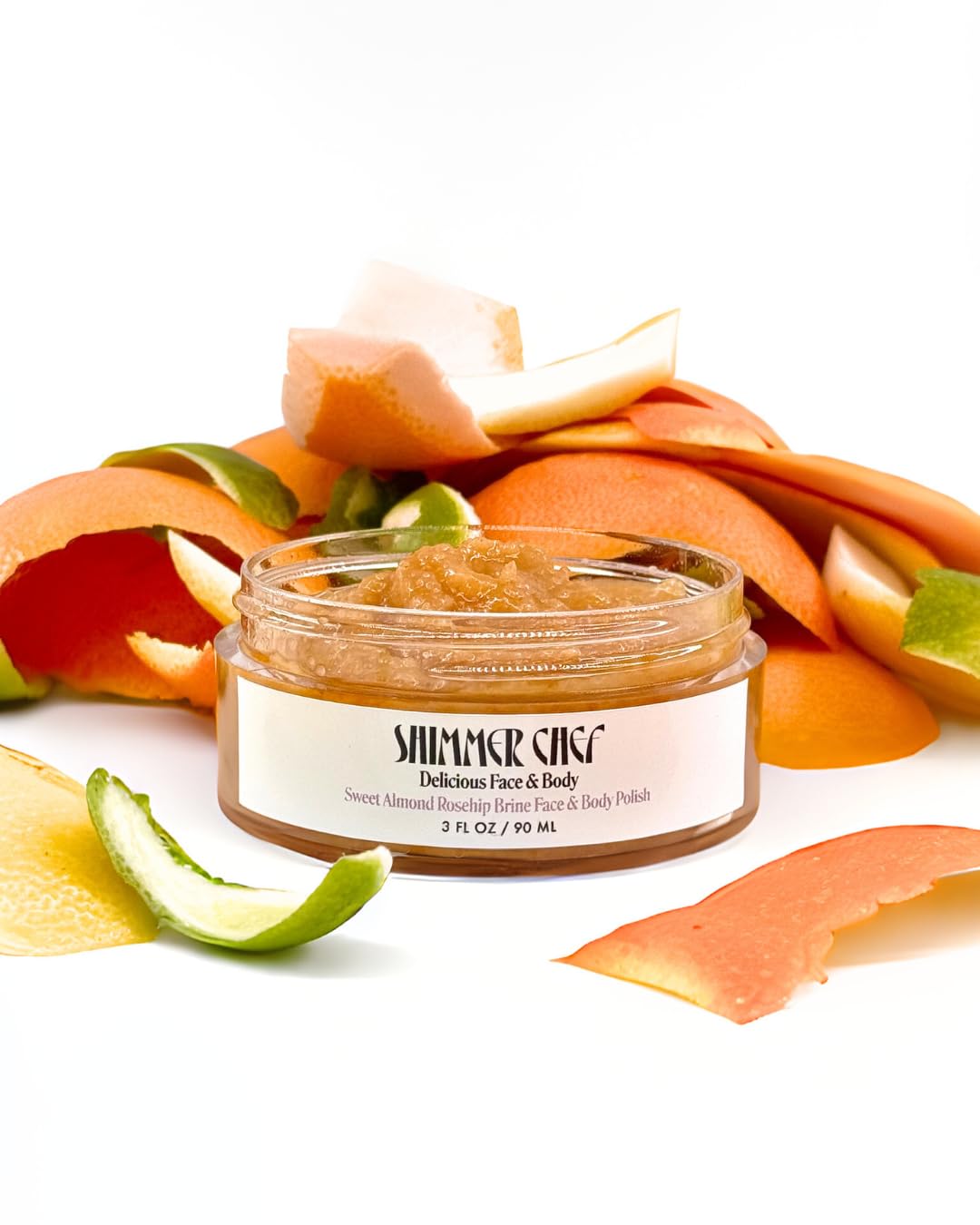 Sweet Almond Rosehip Brine Face & Body Polish | Fusion of Himalayan & Dead Sea Salt, Maple Sugar, Omega 3s & Vitamin E | Reveals Radiance, Elevates Mood with an Exquisite Fragrance | 3 oz