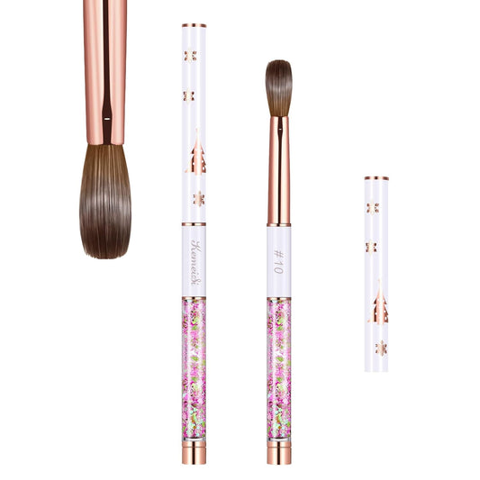 Acrylic Nail Brush Size 10,KEMEISI 100% Pure Kolinsky Nail Art Brushes Sturdy Handle Oval Shaped Acrylic Powder Nail Design Tools for Professional Manicure DIY Home Salon (White)