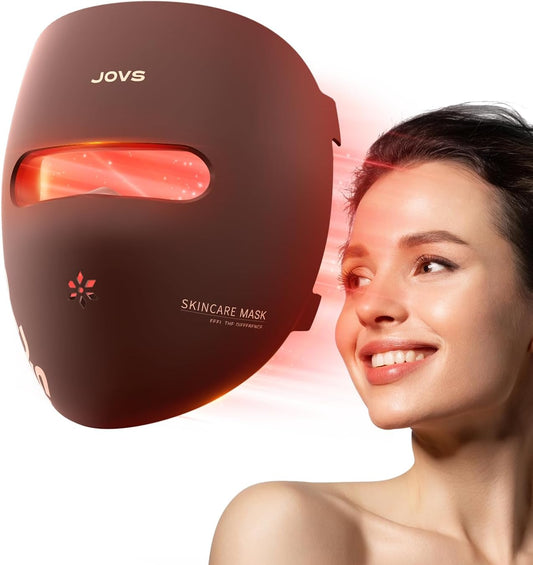 JOVS Red Light Therapy Mask for Face, LED Face Mask with Near-Infrared Light, Rechargeable, 4 Modes, Portable Anti-Aging Skin Care Device for Home Use