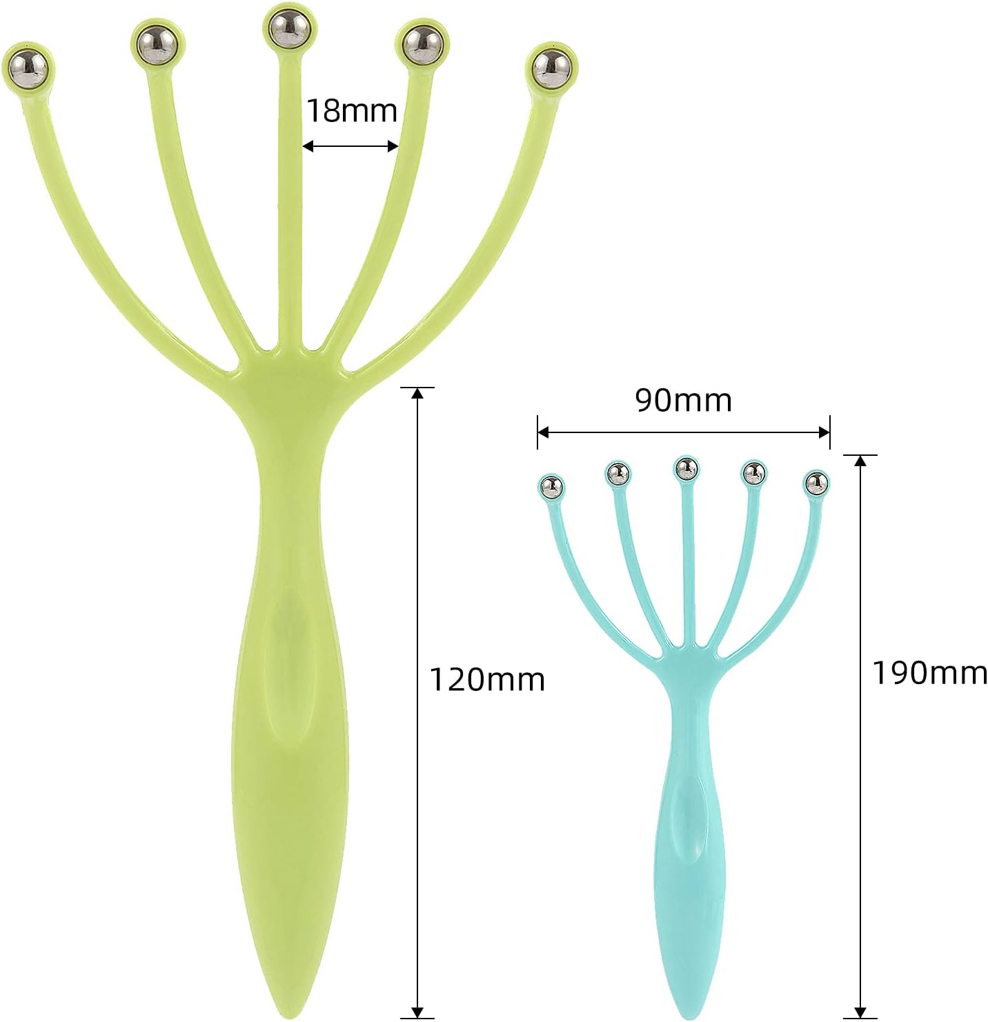 Scalp Massager,Handheld Claw Head Massager for Deep Relaxation & Stress Reduction in The Office Home SPA. Blue and Green(2-Pack)