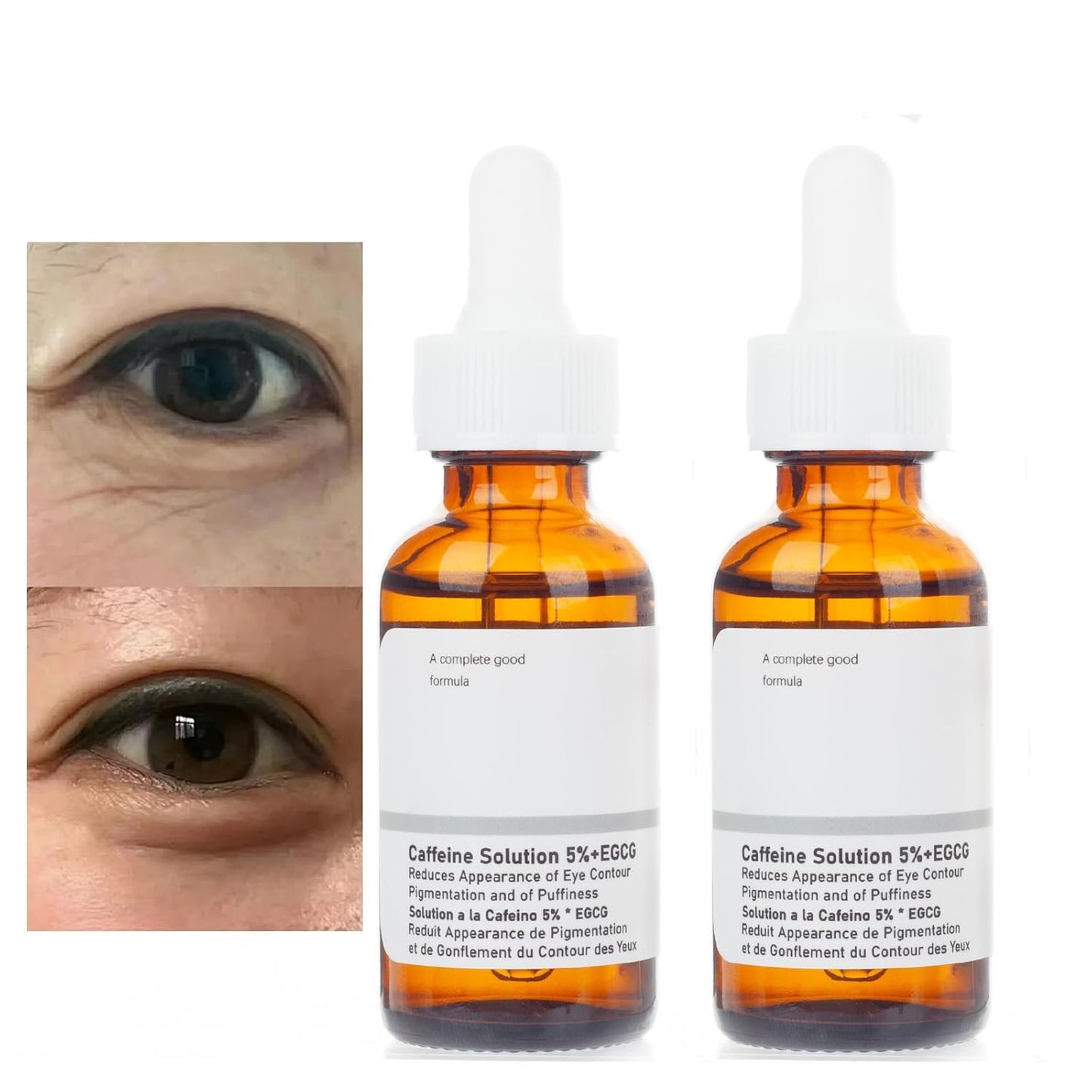 Caffeine Eye Serum for Reducing Puffiness and Dark Circles - 2Pcs Caffeine Solution 5%+EGCGE(30ml).