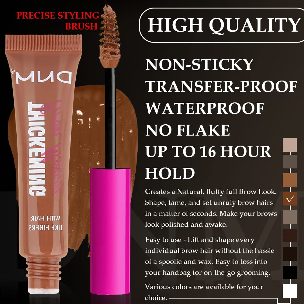 Tinted Thickening Brow Mascara,Brow Fast Sculpt,Waterproof, Transfer-proof, Brush to Fill in Eyebrows and Cover Gray Hairs - Cruelty Free - Light Medium Brown (2pcs 04 Rich Auburn)