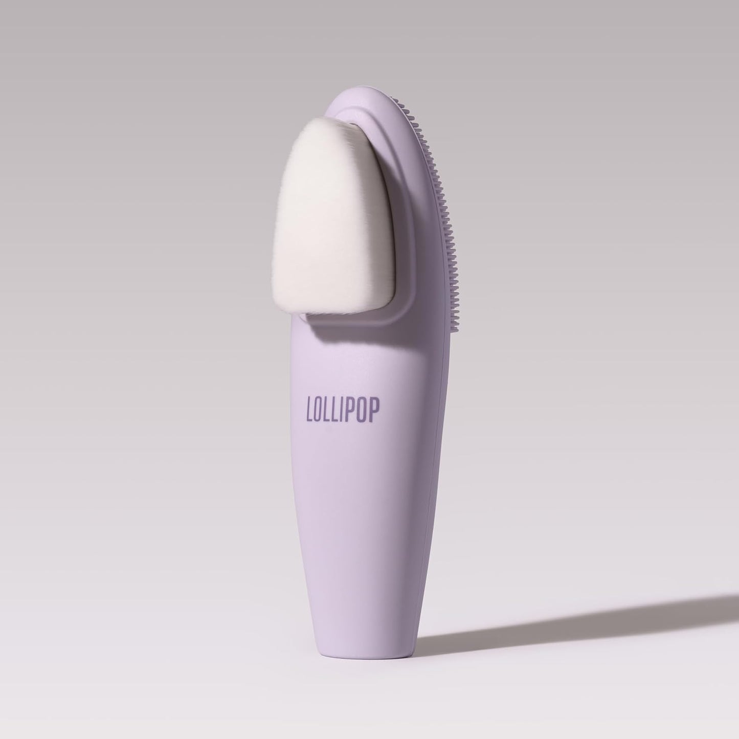 LOLLIPOP Dual-Sided Facial Cleansing Brush | Handle Size Silicone Face Exfoliator and Soft Fiber Cleanser | Manual Face Scrubber for Pores, Makeup Removal, Blackhead and Skincare Routine, Plum