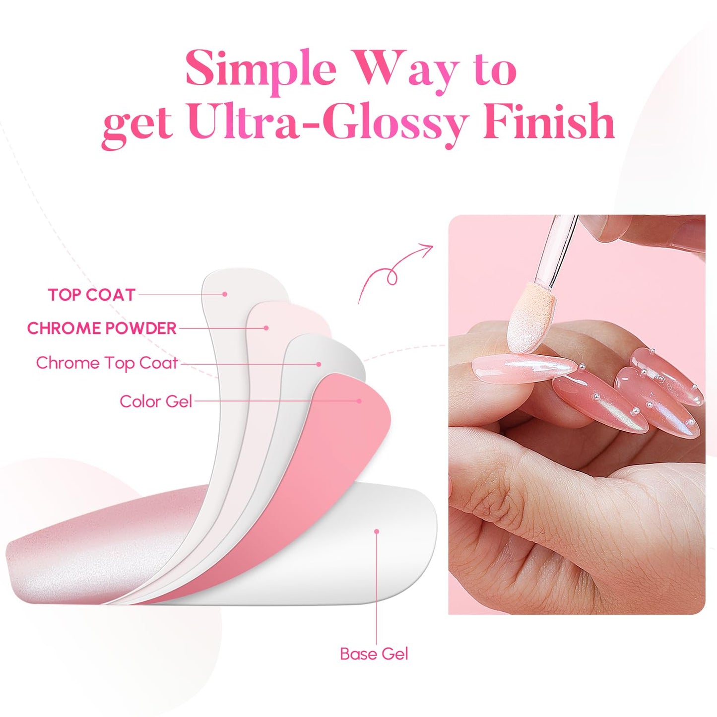 AIMEILI Pearl Chrome Nail Powder, Vegan, Cruelty Free, 12 Colors Aurora Metallic Holographic Mirror Effect Nail Art Pigment Iridescent Shell Glitter Nail Art