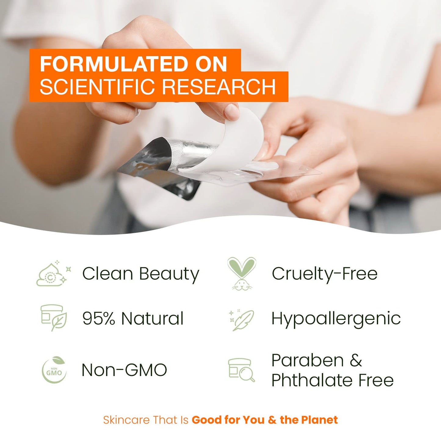 Vitamin C & Collagen Eye Pads - 5 Pairs, Reduce Dark Circles, Puffiness, Fine Lines, Anti Aging Under Eye Patches, Cruelty Free, Korean Skin Care, All Skin Types