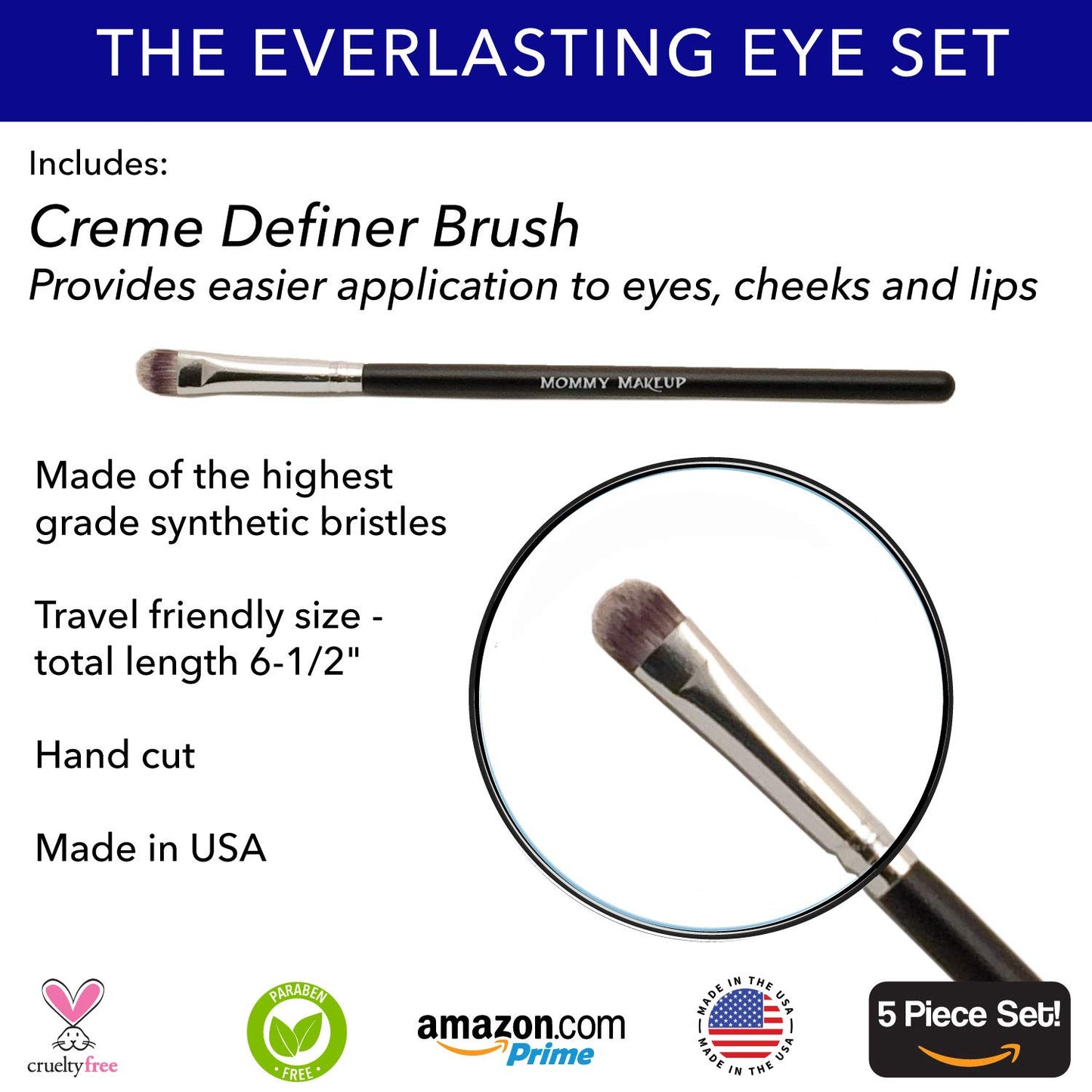 The Everlasting Eye 5 Piece Waterproof Makeup Set. Gel Eyeliner, Creme Eyeshadow, 2 brushes and Mesh Bag. Paraben-free, Talc-free, Cruelty-free. Anna/Chocolate Kiss 1202