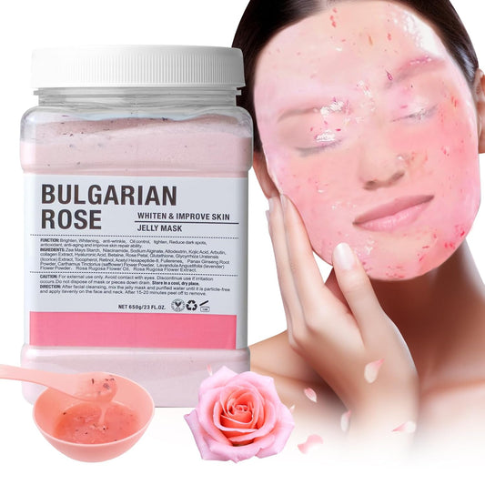 Jelly Mask for Facials Professional, Hydrating & Moisturizing Peel-Off Natural Gel Face Mask SkinCare, Professional Spa Use Jelly Face Masks, Deep Hydration & Glow 23 Fl Oz (Bulgarian Rose)