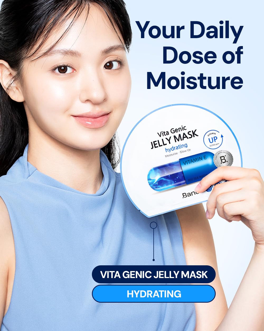 Bano Vita Genic Jelly Face Hydrating Mask 10EA – Firming Sheet Mask for Sensitive Skin, Korean Glass Skin Care with Mineral Water, Vitamin C & Niacinamide, Fragrance-Free, Pack of 2